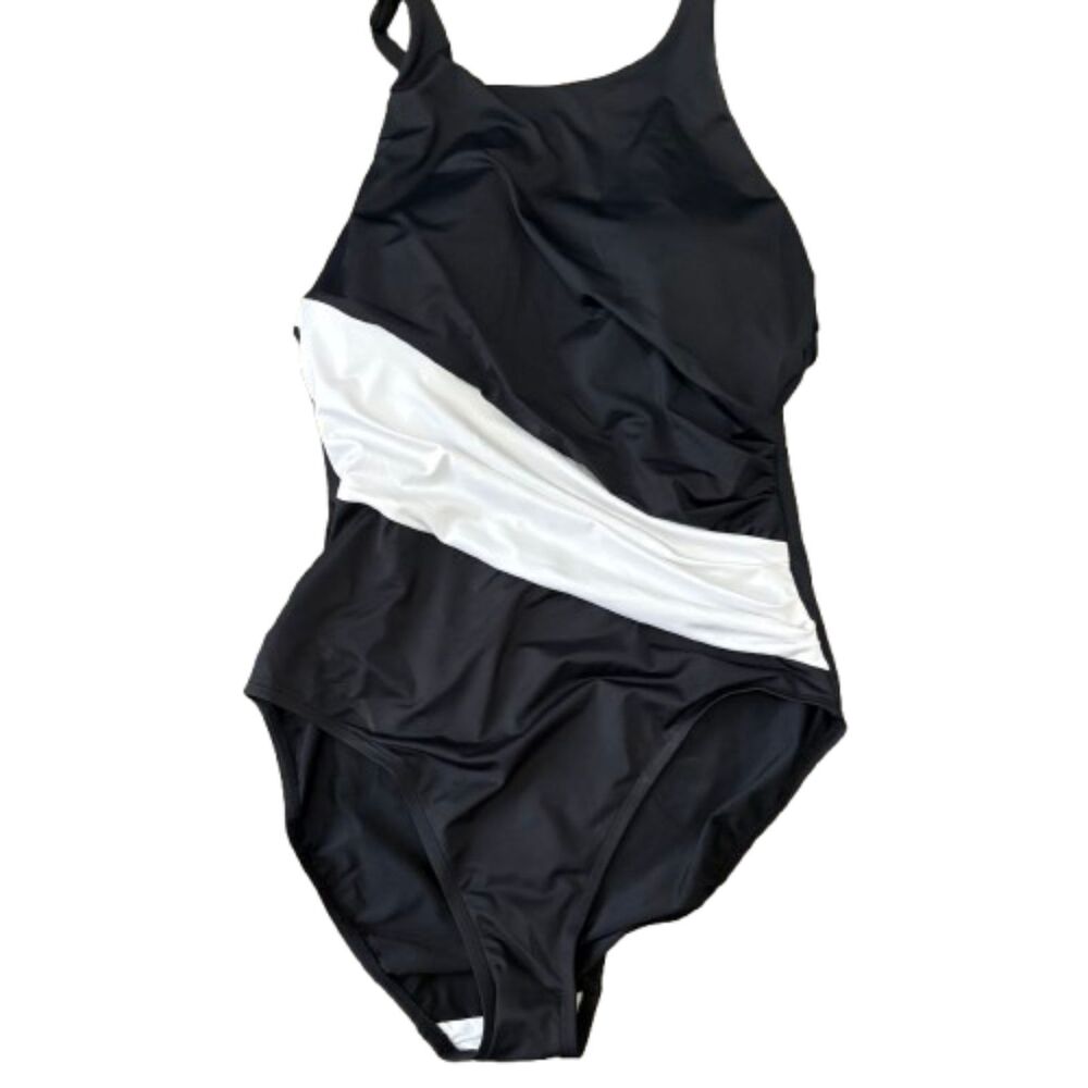 Lauren Ralph Lauren Colorblock One‎ Piece Swimsuit Black White Vacation Size 8